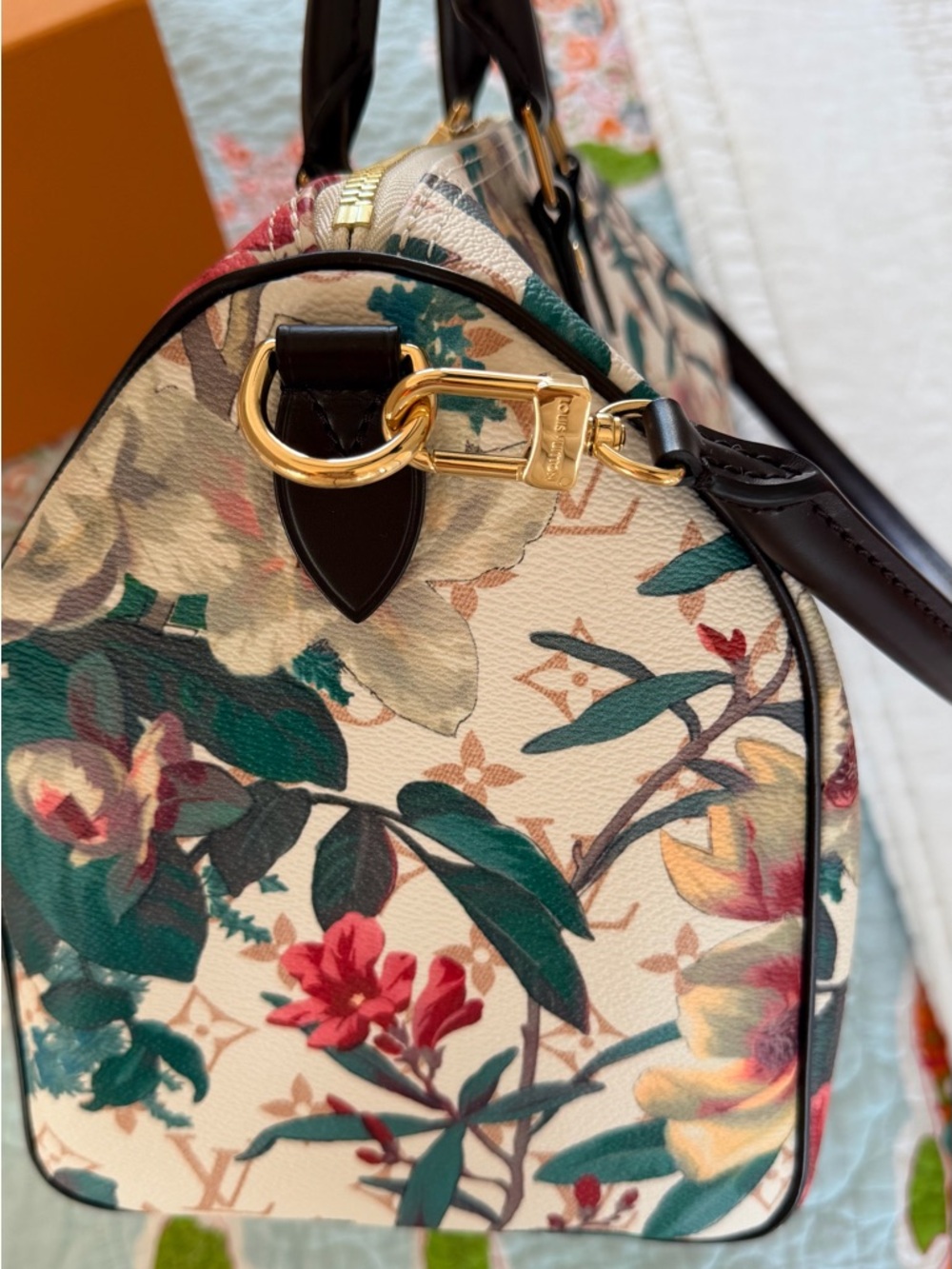 NWT...Louis Vuitton Soft Speedy 30 Eden White with Green and Pink Accents - Picture 3 of 15